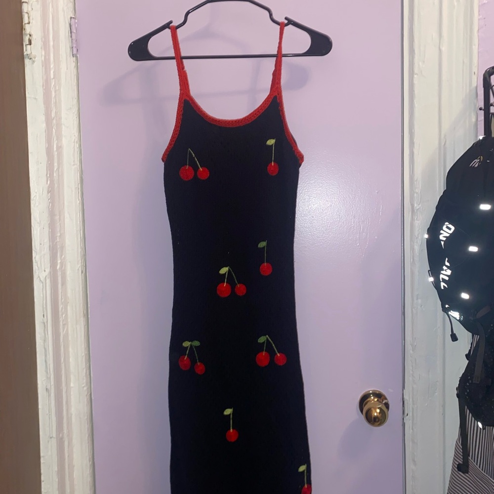 Fashion Nova Black Dress with Red Cherry Accents
